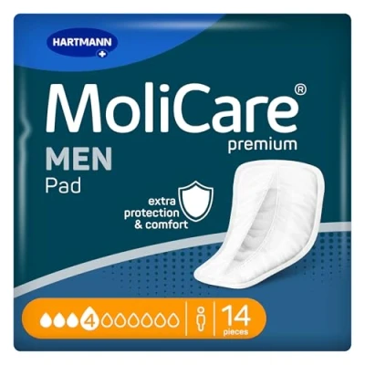 Abbildung von MoliCare MEN Pad 4 Tropfen Diskrete Inkontinenzeinlagen, Schutz bei leichtem bis mäßigem Auslaufen, Auslaufschutz, Sofort Trocken Gefühl, fortschrittlicher Hautschutz, 14 Stück