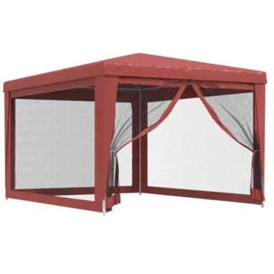 Abbildung von vidaXL Partyzelt mit 4 Mesh Seitenwänden Gartenzelt Festzelt Pavillon Zelt Gartenpavillon Gazebo Gartenlaube Bierzelt Faltzelt Camping Rot 3x4 m HDPE