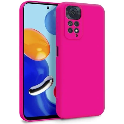 Abbildung von MyGadget Hülle für Xiaomi Redmi Note 11 11s Zweilagige Handyhülle mit Kameraschutz Cover Innenfutter &amp; Silikon außen Magenta Rot