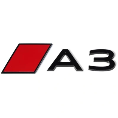 Abbildung von Audi 8Y0853740A5FQ Schriftzug A3 Aufkleber Sport Raute Modellbezeichnung Emblem, schwarz/rot