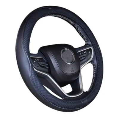 Abbildung von Mayco Bell 2019 New Mikrofaser Leder Auto Extra Large 17 18 19 Zoll Lenkradbezug für Big Trucks (Schwarz, 47 48 cm)