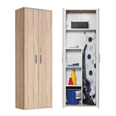 Abbildung von mokebo Mehrzweckschrank Der Lange (mit Staubsaugerfach) in Braun, auch als Besenschrank, Putzschrank oder Haushaltsschrank