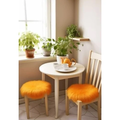 Abbildung von Lammfell Sitzkissen Ø 40 cm Orange
