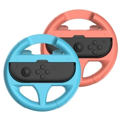 Abbildung von Subsonic 2er Set Lenkräder für Nintendo Switch und 2 Joy Cons Con Lenkrad Paar Blau Rot