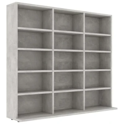 Abbildung von vidaXL CD Regal mit 15 Fächern DVD Bluray Medienregal Medienschrank Aufbewahrung Standregal Regalwand Bücherregal Betongrau 102x23x89,5cm Holzwerkstoff