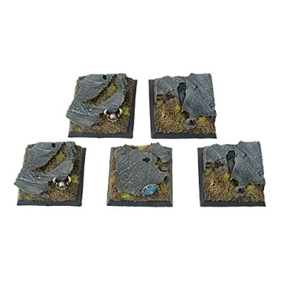 Abbildung von War World Gaming Fantasy Schlachtfeld Felsige Quadratische Miniatur Basen x 5 (40mm) 28mm Fantasie Tabletop Spiele Gelände Modellbau Modell Figuren Malen Wargame Kriegspiel