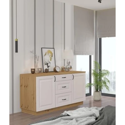 Abbildung von Kommode Stilo 150cm Esszimmer Landhaus Weiss Eiche Artisan Buffet Küche Anrichte