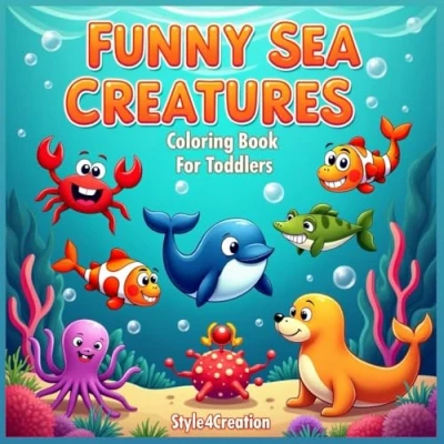 Abbildung von Funny Sea Creatures Coloring Book For Toddler: Easy And Fun Pages Kids