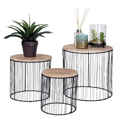 Abbildung von Spetebo Blumenhocker Metall Pflanzenständer 3er Set 29 / 24 19 cm (Inhalt, 3 St., höhen unterschiedliche Tische), variable als Korb/ Ständer, Metall, schwarzen Nylon