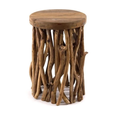 Abbildung von DESIGN DELIGHTS BEISTELLTISCH &quot;WOODS&quot;, Mahagoni, Äste Couchtisch, Holzhocker