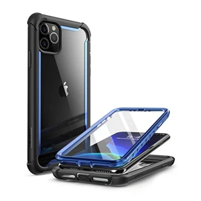 Abbildung von i Blason Transparent Hülle für iPhone 11 Pro Max (6.5&#039;&#039;) Bumper Case 360 Grad Handyhülle Robust Schutzhülle Cover [Ares] mit Displayschutz, Blau