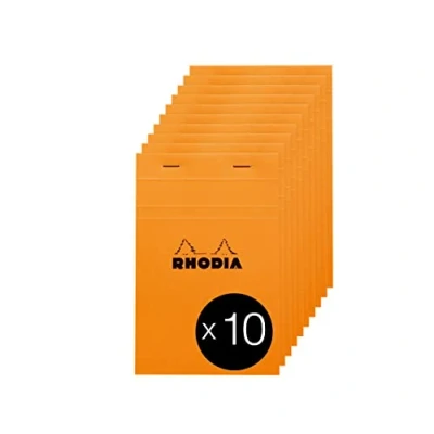 Abbildung von Rhodia 14200C Packung mit 10 Notizblöcken No.14, 11x17cm 80 Blätter kariert 80g, Orange, 1 Pack