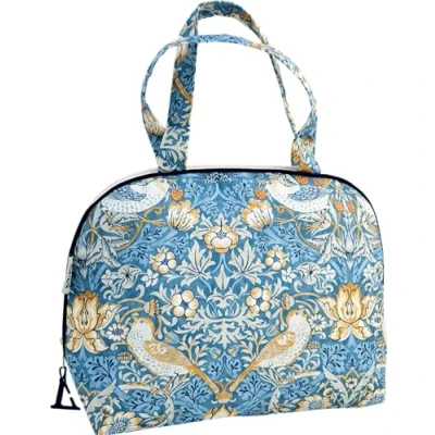 Abbildung von Vagabond Bags Ltd Unisex Strawberry Thief Kosmetiktasche (1 Stück), blau, 26cm x 22cm 12cm, Weiche Tasche mit Reißverschluss und einer internen Trennwand