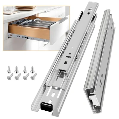 Abbildung von AOLISHENG Vollauszug Schubladenschienen 250 mm Schubladen Schienensystem Kugellager Strapazierfähig 45KG Tragkraft 1 Paar(Silber)
