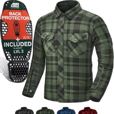Abbildung von SHIMA RENEGADE MEN Motorrad Hemd Verschleißfest Baumwolle Karierte Motorradjacke Herren mit CE Protektoren, FiberQL Aramid und Kühlungsschicht Reißverschluss (RENEGADE 2, Grün, M)