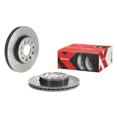 Abbildung von BREMBO 09.C547.1X Bremsscheibe 276 24 5 gelocht/innenbel., gelocht beschichtet hochgekohlt mit Schrauben VOLKSWAGEN: Golf 7 Schrägheck