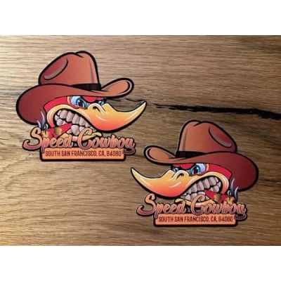 Abbildung von vinskool 2X Speed Cowboy Aufkleber 10x8cm/ 20x16cm / 30x24cm Hot Rod Oldschool Kult Sticker Oldtimer Auto Motorrad V8 USA Muscle Car Tuning (10x8cm)