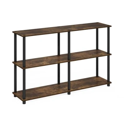 Abbildung von Furinno Besi 3 x 2 industrielles Mehrzweckregal mit Metallrahmen, Walnussbucht