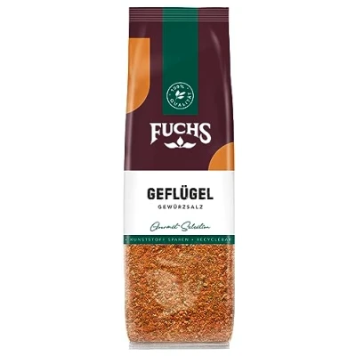 Abbildung von Fuchs Gewürze Geflügel Gewürzsalz im recyclebaren Nachfüllbeutel, Salz zum Würzen von leichten Geflügelgerichten 80 g
