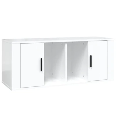 Abbildung von vidaXL TV Schrank Lowboard Möbel Tisch Board Sideboard Fernsehtisch Fernsehschrank HiFi Wohnzimmer Hochglanz Weiß 100x35x40cm Holzwerkstoff