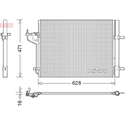 Abbildung von DENSO DCN10029 Klimakondensator mit Trockner 628x471x16 R 134a 628 FORD: FOCUS 3 Turnier, C Max 2,