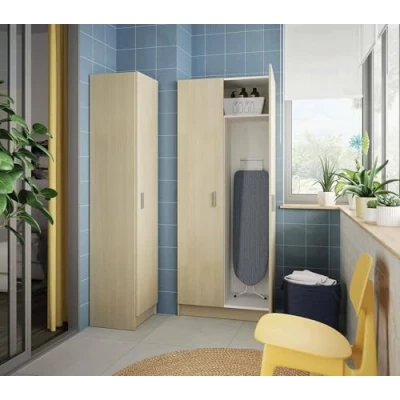 Abbildung von Dmora Mehrzweck Kleiderschrank mit zwei Flügeltüren und höhenverstellbaren Einlegeböden, Eichenfarbe, 73 x 37 H180 cm