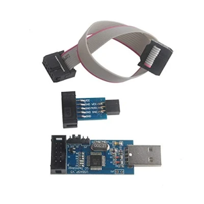 Abbildung von Geekstory für ATMEL 51 AVR USB ISP ASP Mikrocontroller Programmierer Downloader mit Kabel + 10Pin auf 6Pin Adapterplatine Ender 3 oder Pro
