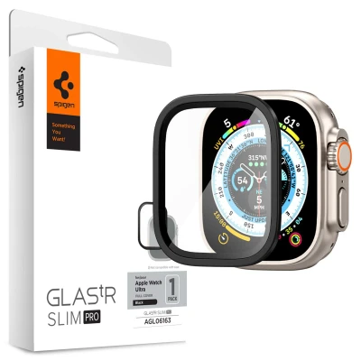Abbildung von Spigen AGL06163, Displayschutz, Smartwatch, Schwarz, Apple, Watch Ultra (49mm), Metall, Gehärtetes Glas