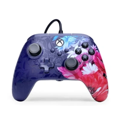 Abbildung von Kabelgebundener PowerA Advantage Plus Controller für Xbox Series XS Nachtblüte, offiziell lizenziert, höhenverstellbare Daumensticks, Halleffekt belegbare Tasten
