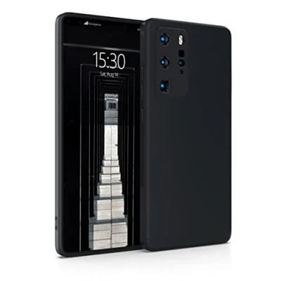 Abbildung von MyGadget Hülle für Huawei P40 Pro robuste Silikon Schutzhülle TPU Case Slim Silikonhülle Back Cover Kratzfest Handyhülle Matt Schwarz