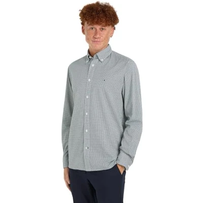 Abbildung von Tommy Hilfiger SOFT FLEX Gingham Hemd, Herren, Größe: XS, Ornamental green/optic white