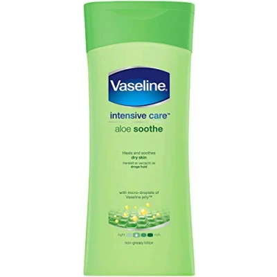 Abbildung von 6 x Vaseline Intensivpflege Body Lotion Aloe Soothe mildert trockene, rissige Haut 400 ml