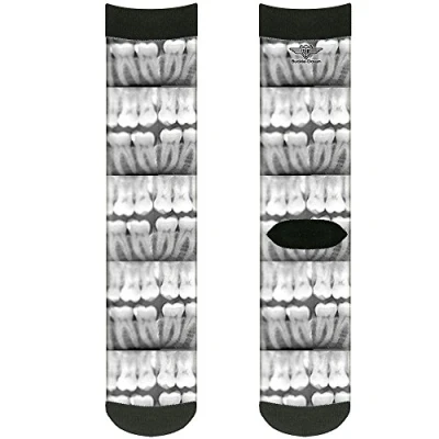 Abbildung von Buckle Down Unisex Erwachsene Socken, Schwarz/Weiß Crew, Einheitsgröße