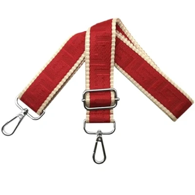 Abbildung von Schultergurt für Tasche Taschengurte zum Wechseln, Verstellbar Taschengurt Breit 3.8cm mit Silber Karabiner Taschenband Schulterriemen Tragegurt Handtaschen Damen, Khaki/Rot, K12