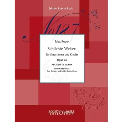 Abbildung von Schlichte Weisen: Neun Kinderlieder.. Heft 6 (Nr. 52 60). op. 76. hohe Singstimme und Klavier. hoch.