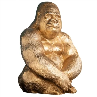 Abbildung von Riess Ambiente Dekorative Gorillafigur Kong 43cm Gold Handmade Metall Skulptur, extravagante Deko Figur für Dein Wohnzimmer