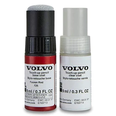 Abbildung von Volvo Original 725 Fusion Red Lackstift Set 9ml Basislack, Klarlack Lackreparatur Ausbesserungslack rot 31651045