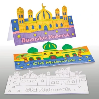 Abbildung von Baker Ross FX934 Ramadan und Eid ausmalbare Pop up Karten Packung mit 10, Religiöse Erziehungs Kunsthandwerkssets für Kinder