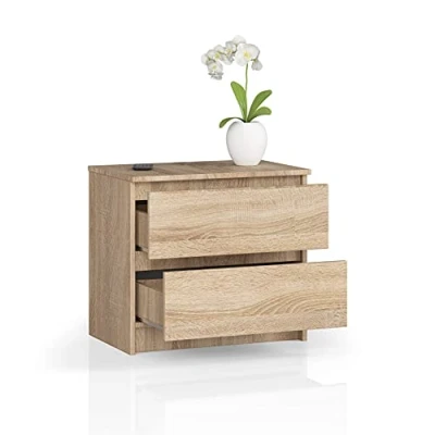 Abbildung von BDW Kommode mit 2 Schubladen, Sideboard, Multifunktionsschrank, Wohnzimmer, Schlafzimmer. Es Wird alle notwendigen Dinge aufnehmen. (Sonoma Eiche)