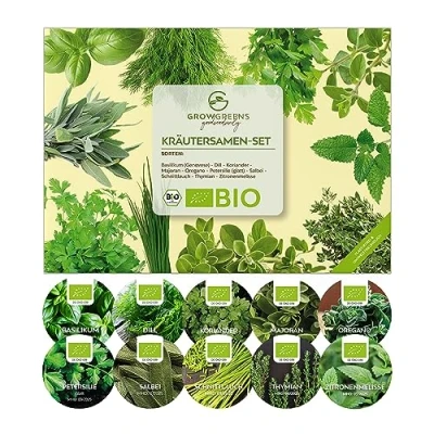 Abbildung von BIO Kräutersamen Set Küchenkräuter Anzuchtset aus biologischem Anbau ideal für den heimischen Kräutergarten, Balkon &amp; Garten