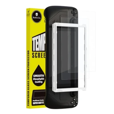 Abbildung von Skull &amp; Co. High Transparency Sensitivity Tempered Glass Screen Protector for Steam Deck LCD/OLED (2 PACK) with Positioner Installation Kits Anti Glare Matte Finish