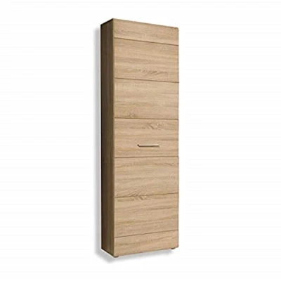 Abbildung von FORTE COMBINO SPEZIAL Schrank 55, Kleiderschrank klein Flurschrank schmal Garderobenschrank 1 türig mit Einlegeboden und Kleiderstange, Holzdekor: Sonoma Eiche, 55 cm breit x 194 hoch 35 tief