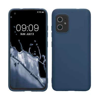 Abbildung von kwmobile Hülle kompatibel mit ASUS Zenfone 8 weiches TPU Silikon Case Cover geeignet für kabelloses Laden Marineblau