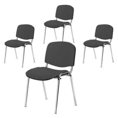 Abbildung von Topsit Büro &amp; More 4er Set Besucherstuhl Chrom, Bequemer Konferenzstuhl, stapelbar, mit gepolsterter Sitzfläche und Rückenlehne. (Antrazit)