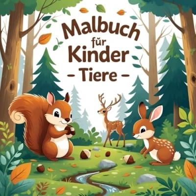Abbildung von Malbuch für Kinder Tiere ab 2 Jahren: Lerne die Namen von 50 Tieren, während du sie ausmalst!