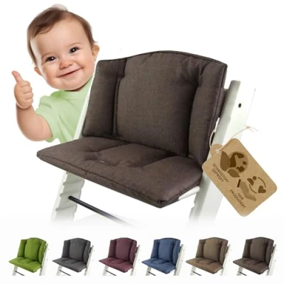 Abbildung von BAMBINIWELT Sitzkissen Auflage Bezug Ersatzkissen Kissen kompatibel mit Stokke Tripp Trapp Hochstuhl (meliert mittelbraun)
