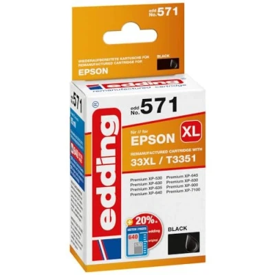 Abbildung von edding Druckerpatrone EDD 571 schwarz kompatibel zu EPSON 33XL / T3351XL