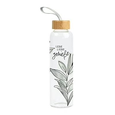 Abbildung von Grafik Werkstatt Trinkflasche aus Glas mit lustigem Spruch Griffschlaufe 550 ml Alltagsheldin
