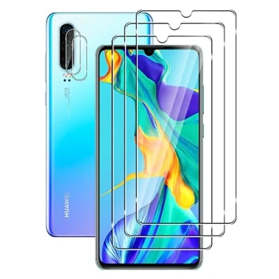 Abbildung von FWKDWHPH [3+2 Stück Temperglas Schutzfolie für Huawei P30 und Kamera Schutzfolie,9H Härte,kratzfest,blasenfrei,HD Displayschutz