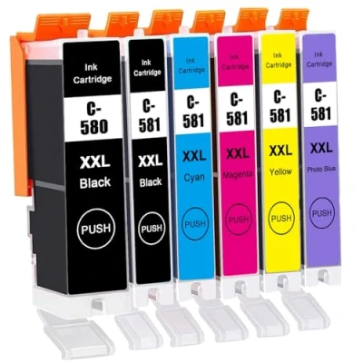 Abbildung von LAIPENG PGI 580XXL CLI 581XXL Patronen kompatibel für Canon 580 581 XXL Pixma TS8150 TS8151 TS8152 TS8250 TS8251 TS8252 TS8350 TS9150 TS9155 TS8351 TS8352 (PGBK/BK/C/M/Y/PB,6 Pack)